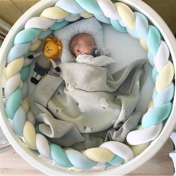 

pillow 1m/2m/3m/4m baby bumper bed braid knot for infant bebe crib protector cot room decor coussin d'oreiller
