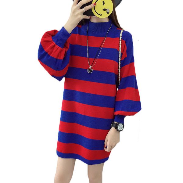 

tees korean winter of women long striped male outfit crooked puff loose glove pulover women's shirt dress lq140 ofma, White