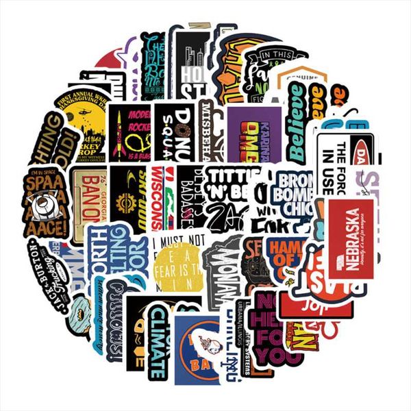 

54pcs graffiti funny english letter scrapbook stickers for lapmotorcycle helmet car bike pvc adesivos waterproof sticker gift wrap