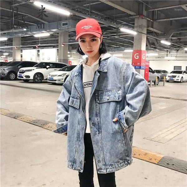 

jacket women boyfriend loose pocket casual student plus size denim womens jean for girls chaqueta mujer outerwear women's jackets, Black;brown