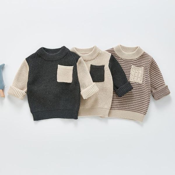 

pullover baby sweater autumn winter toddler girls boys sweaters children knitted clothes kids jumper striped, Blue