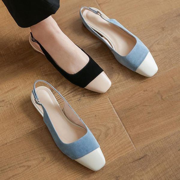 

sandals dilalula suede leather for women mixed colors 2021 summer est thick heels pumps shallow wedding party shoes woman, Black