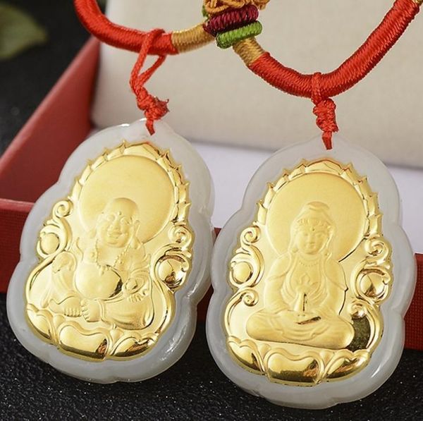 

lockets full gold and jade pendant hetian, Silver