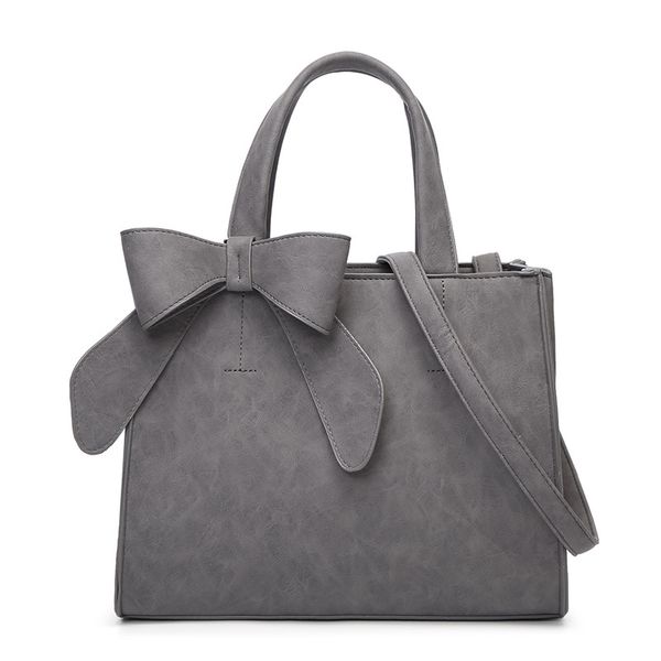 

solid pu leather women's handbag with bow decoration large capacity tote bag fshion simple design purse