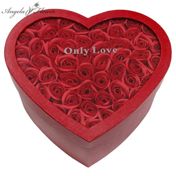 

decorative flowers & wreaths romantic transparent heart-shaped gifts box+soap rose flower candy packaging box wedding party valentine's