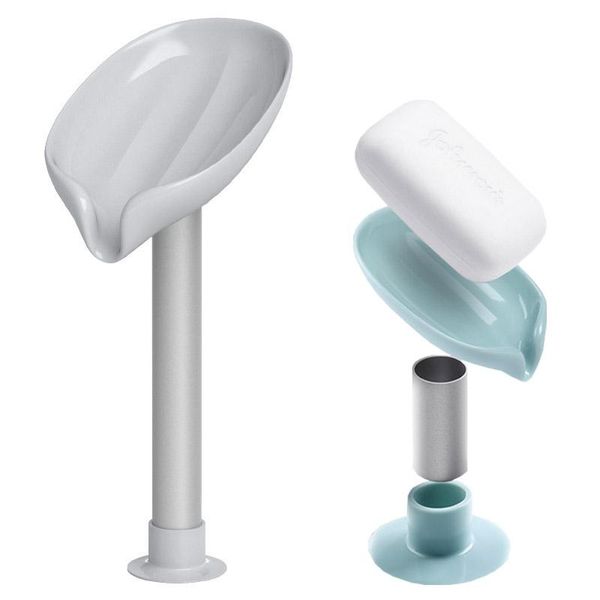 

soap dishes leaf-shape dish holder shower shelf toilet box vertical standing suction cup storage tray bathroom supplies