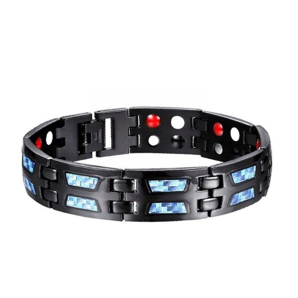 

link, chain metal magnetic magnet bracelet retro alloy trapezoid charm carbon anti-rust steel fiber bracelets men's g0z5, Black