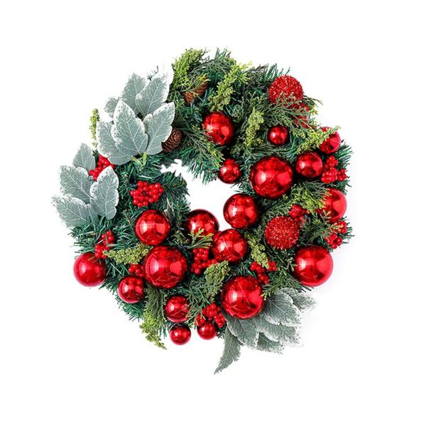 

decorative flowers & wreaths beautiful christmas wreath with red berries and outdoor indoor artificial green leaves home decoration