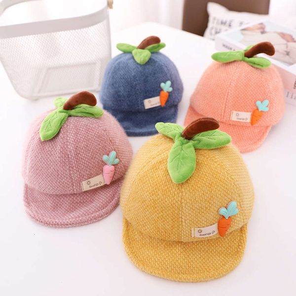 

cartoon radish baby hat autumn and winter mink velvet soft baby cap children's cute hat, Yellow