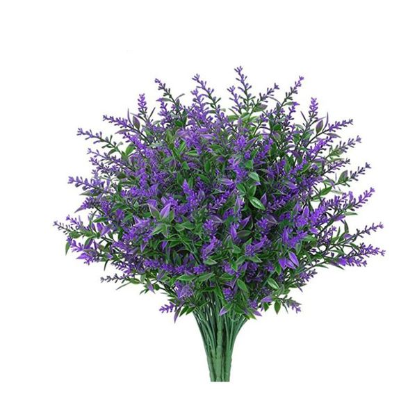 

decorative flowers & wreaths 8 bundles artificial fake lavender bride holding home greenery for indoor outside garden yard wedding decor