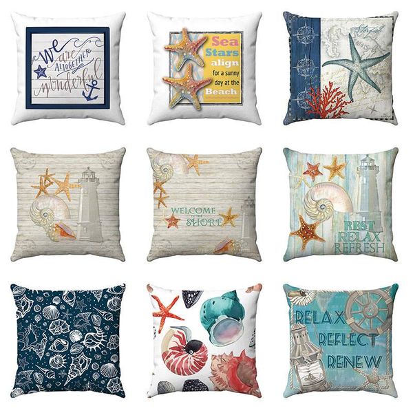 

45*45cm starfish and conch shell design super soft throw cushion cover home decoration living room pillowcase cushion/decorative pillow
