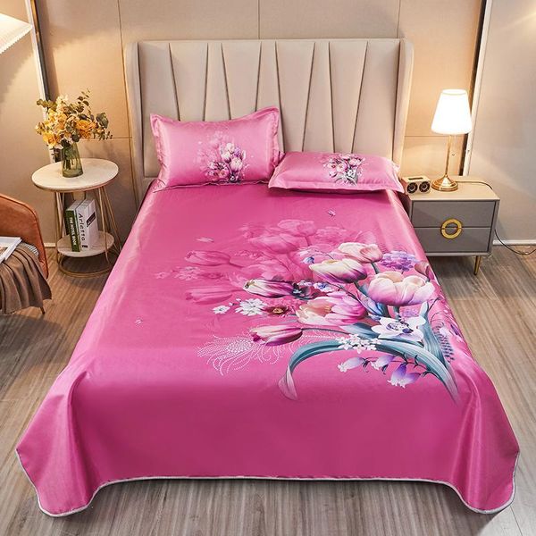 

sheets & sets 2021 bed sheet, summer mat, ice silk large flower series, bedding, case, cool and breathable big