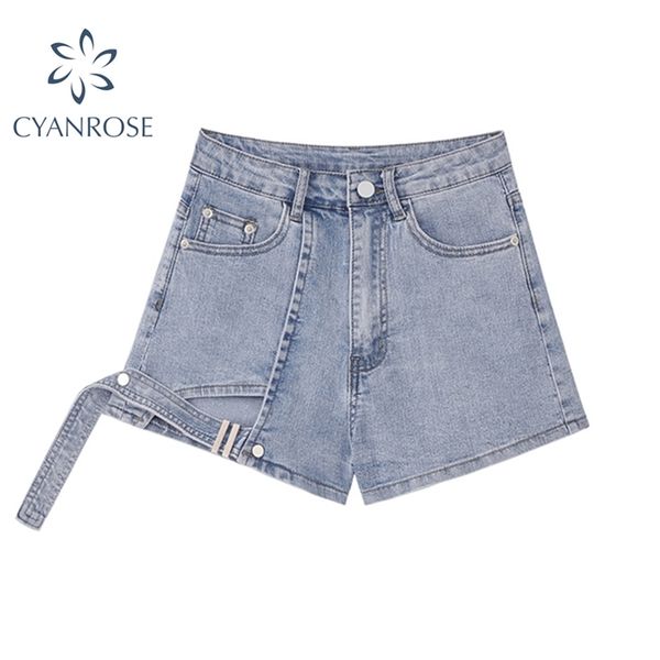

shorts denim pants women hollow out bandage design casual slim jeans trousers female streetwear y2k blue&grey 210430, White;black