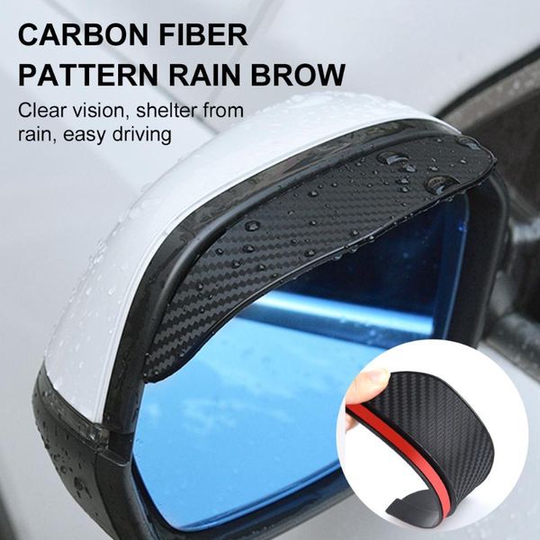 

car sunshade rear view mirror rain eyebrow cover visor carbon fiber look sun shade snow guard weather shield auto accessories 1pair