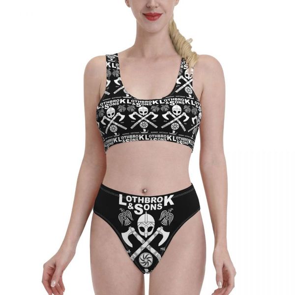 

women's swimwear lothbrok & sons women 2021 bikinis bikini nordic casual graphic bathing suit swimsuit, White;black