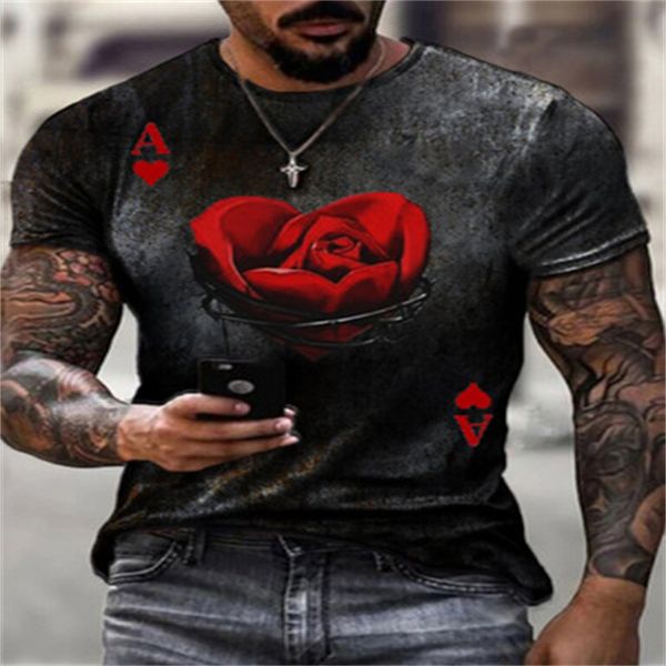 

summer fashion new t-shirt poker muscle men's seri printed men's casual street punk t-shirtyjzn, White;black
