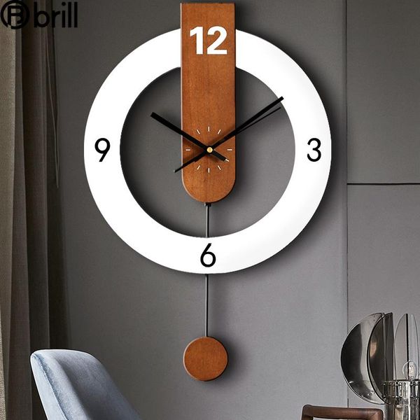 

wall clocks 3d metal living room creative modern gold wood clock large pendulum watches home decor pendule murale reloj gifts