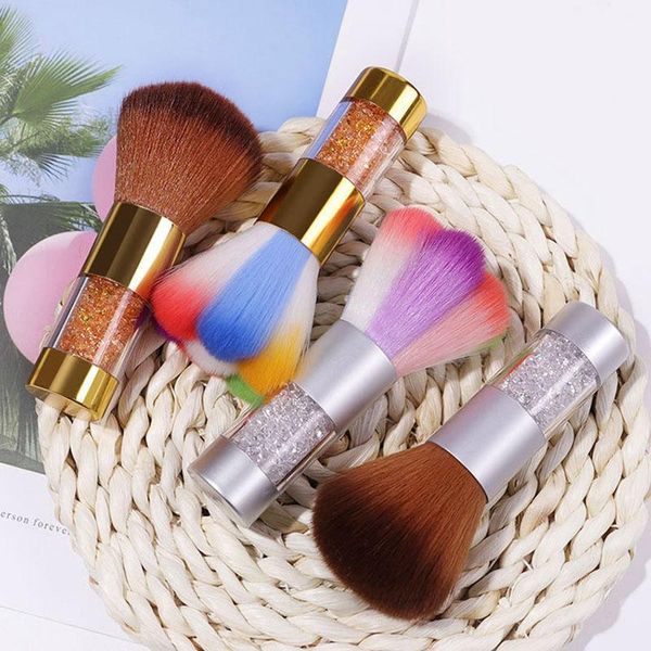 

nail brushes soft head powder brush cleaning manicure makeup tool dust remove beauty rhinestones handle pedicure, Yellow