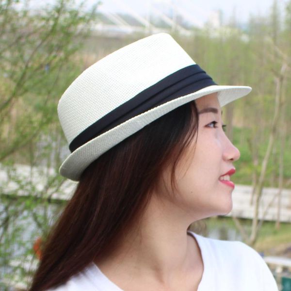 

wide brim hats men women sun hat panama straw jazz caps for fedoras cap male female vintage headwear 022, Blue;gray