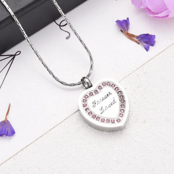 

pendant necklaces cmj9638 forever loved heart urn necklace stainless steel cremation jewelry for ashes charms, Silver
