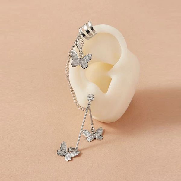 

51092 earrings creative simple alloy silver metal ear clip, Golden;silver