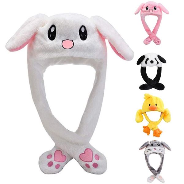 

caps & hats hat moving ears cute cartoon toy kawaii funny birthday gift plush cap winter for kids girlfriend, Yellow