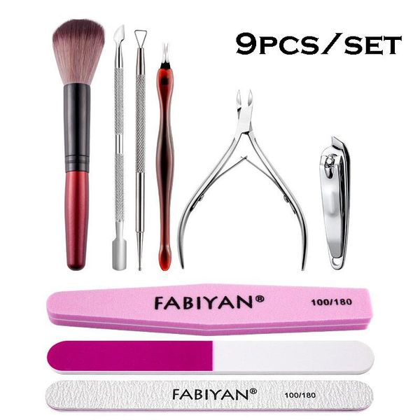 

nail art kits professional manicure set file sanding buffer dead skin fork cuticle pushers clipper brushes dotting pen tools