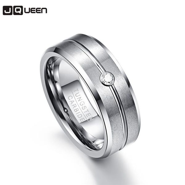 

wedding rings 8mm zircon men ring 100% tungsten carbide faceted bands anello uomo men's jewelry, Slivery;golden