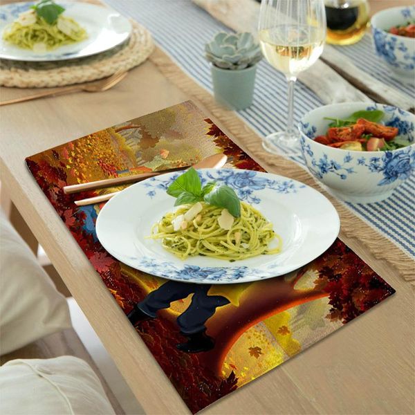

mats & pads pumpkin orange placemat home restaurant dining table thanksgiving decoration dishes insulation