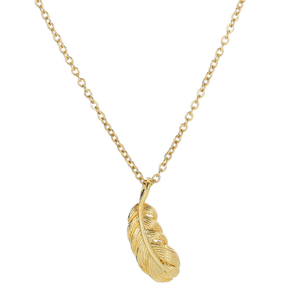 

pendant necklaces 316l stainless steel golden feather necklace geometry no fade, Silver