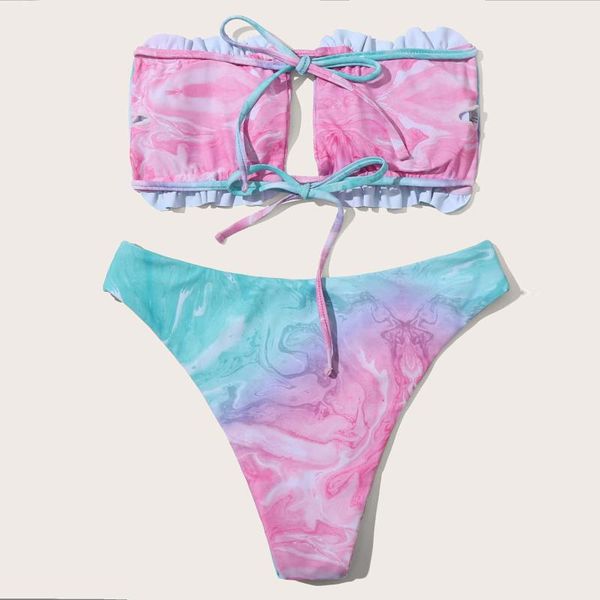

swimwear bandage women bikini stripe two piece swimsuit bathing suit push up baÃ±adores mujer 2021 women's, White;black