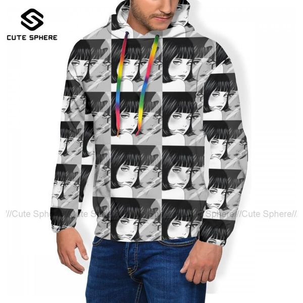 

men's hoodies & sweatshirts manga hoodie polyester autumn long loose casual pullover oversized men, Black
