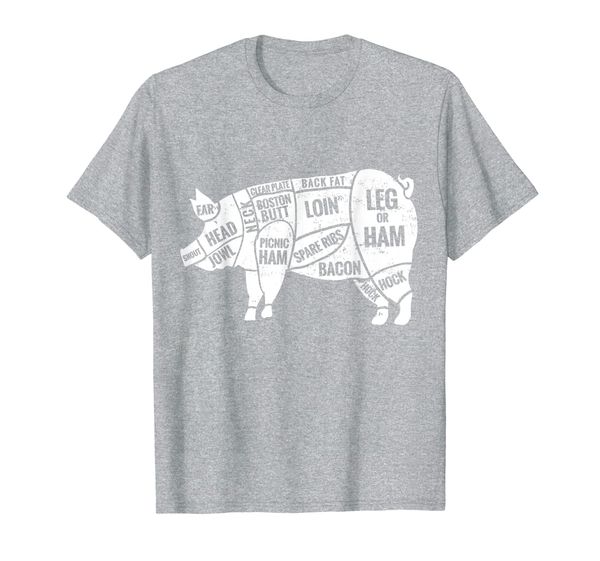 

pig and pork diagram shirt, butcher shirt, bacon tee, White;black