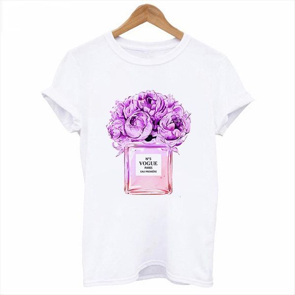 

fashion perfume printed harajuku womens aesthetics white clothing o neck streetwear tee