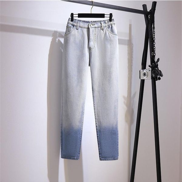 

plus size jeans for women clothing loose straight denim harem pants mujer pantalones streetwear high waist mom women's, Blue