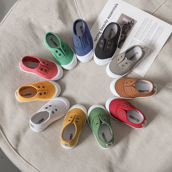

2021 girls boys fashion canvas sneakers toddler canvas shoes kids candy colors casual sneakers breathable fashion shoes sh19026, Black;red