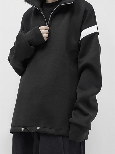 

men's hoodies & sweatshirts long sleeve hoodie spring and autumn dark zipper stand collar design lovers with original style large size, Black
