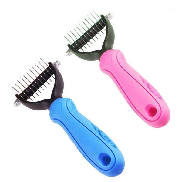 

pet grooming tool sided undercoat rake for cats dogs safe dematting comb 17x6.5cm1, Silver