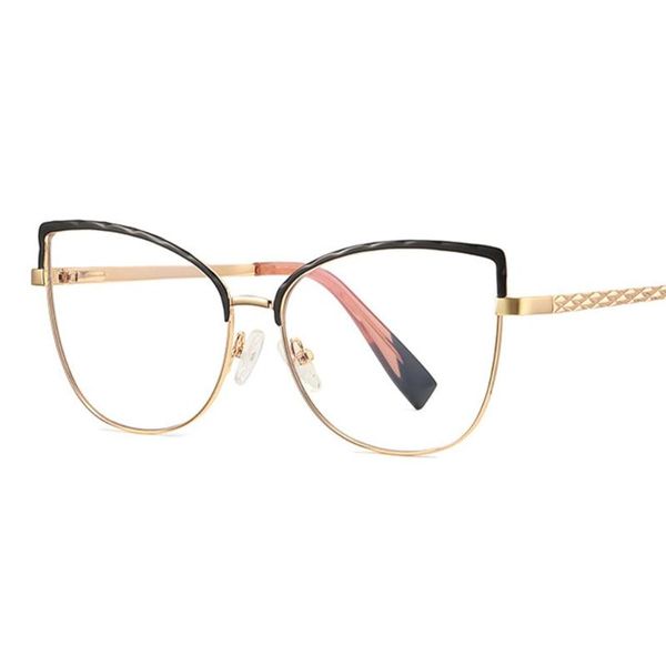 

sunglasses 80365 metal anti-blue cat eye glasses frame spring leg women optical fashion computer eyeglasses, White;black