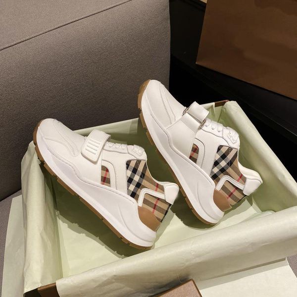 

vintage check cotton sneakers luxury designer men women striped shoes lace-up trainers platform casual shoe, Black