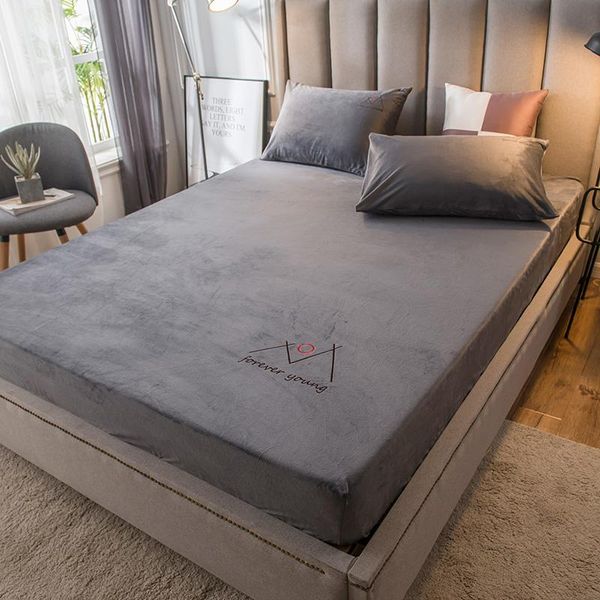 

sheets & sets fitted sheet winter warm flannel velvet bed linen home queen king double couple size mattress cover 150x200 180x200 bedspread