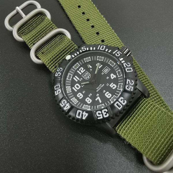 

wristwatches green army military 50m waterproof luminous quartz clock watch wristwatch male sporting/hiking/camping, Slivery;brown