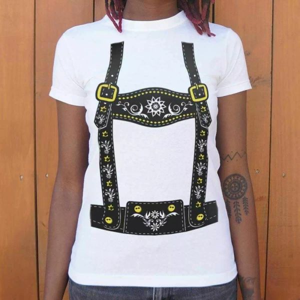 

lederhosen t-shirt | short sleeve graphic tee for women, White;black