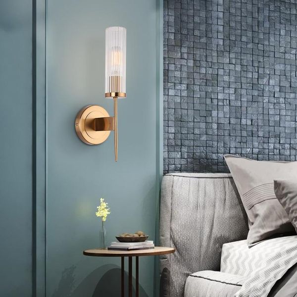 

wall lamp led american iron glass gold light sconce for bedroom corridor