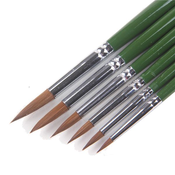 

6pcs/set weasel hair green long rod oil painting brush head tip gouache watercolor painting art painting supplies students