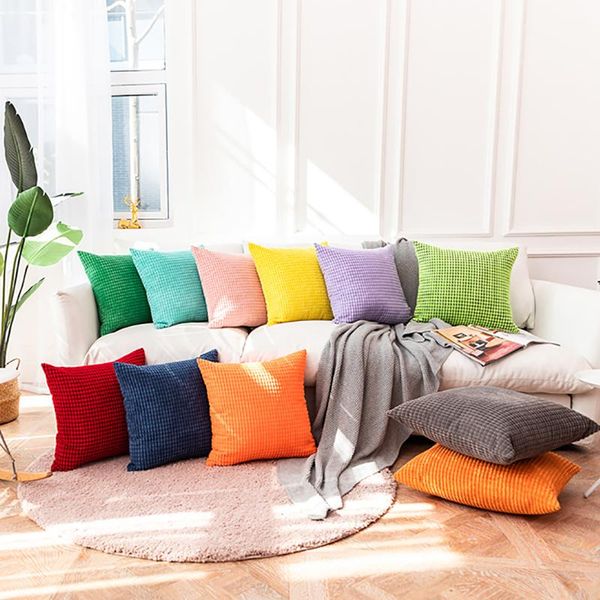 

cushion/decorative pillow nordic style geometric corduroy cushion cover throw covers for sofa solid color living room decorative pillowcase