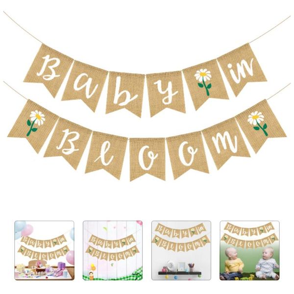 

party decoration 1pc baby's first birthday linen swallowtail flag bunting banner (assorted color)