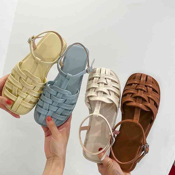 

sandals women roman summer slippers female baotou vintage flats weave casual ladies shoes large size 36-43 oxta, Black