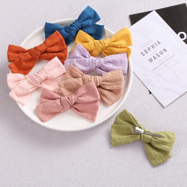 

fashion children hair clips bows cute hairpins for baby girls kawaii bowknot cotton blends hairclips kids accessories 2021, Slivery;white