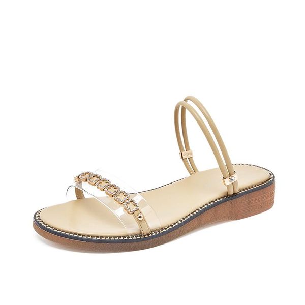 

sandals 2021 women sparkly rhinestone thin belt flat open toe comfortable classic silp on penny fashion vacation footwear, Black